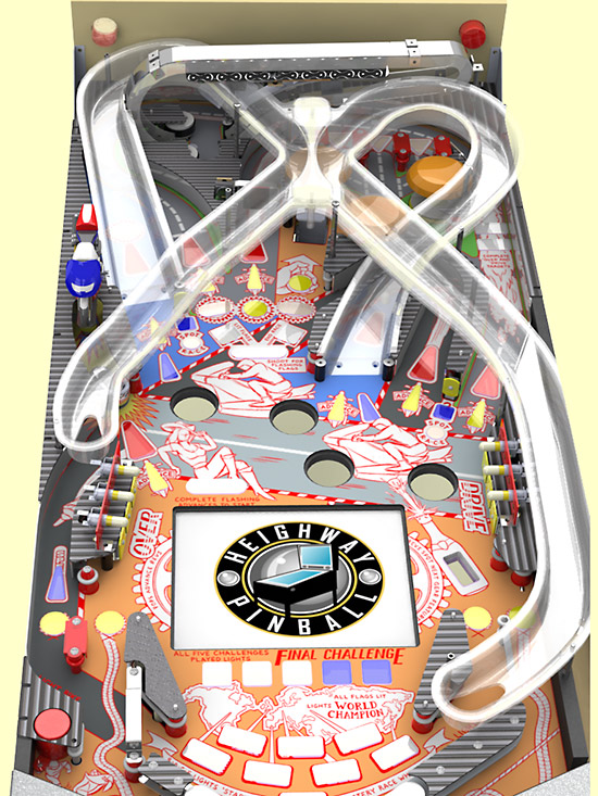 A render of the playfield and ramp