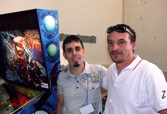 Jacek Wenda with creator of Captain Nemo Dives Again and this machine