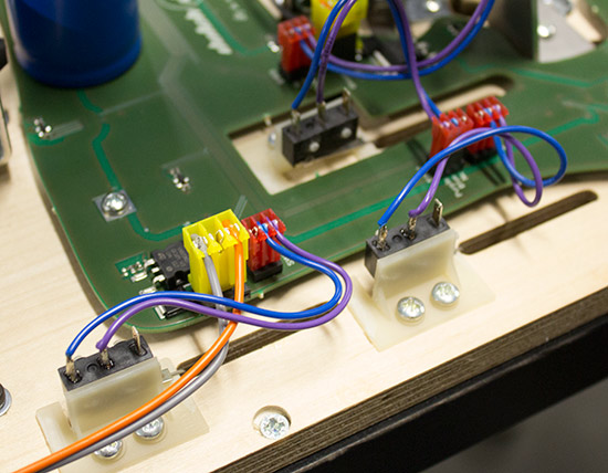 All switches and solenoids plug into one of the PCBs
