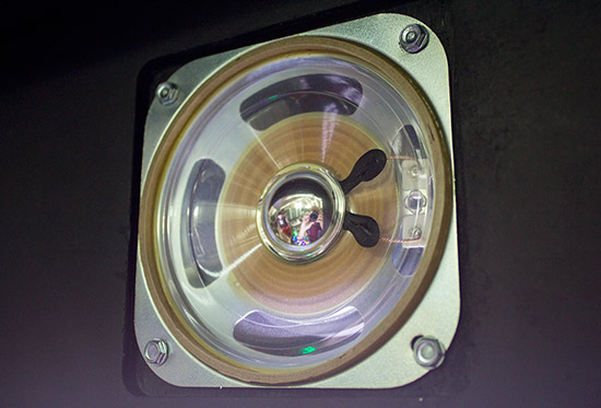 One of the backbox speakers