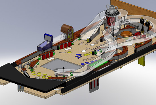 A view of the playfield in the Solidworks modelling software