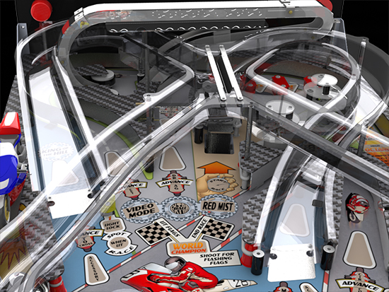 A render of the artwork with the playfield features