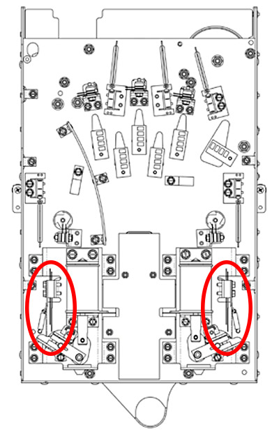 End-of-stroke switches shown on the upper playfield