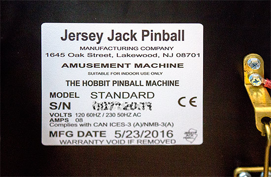 Another machine information sticker, this time inside the cabinet