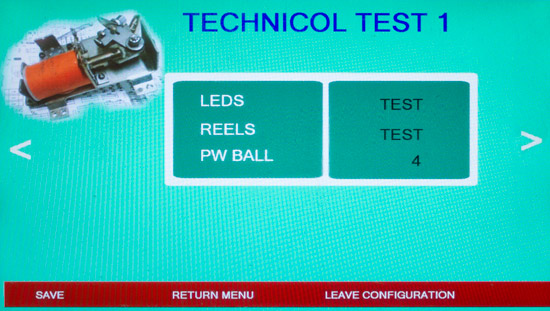 The test page for LEDs and solenoids