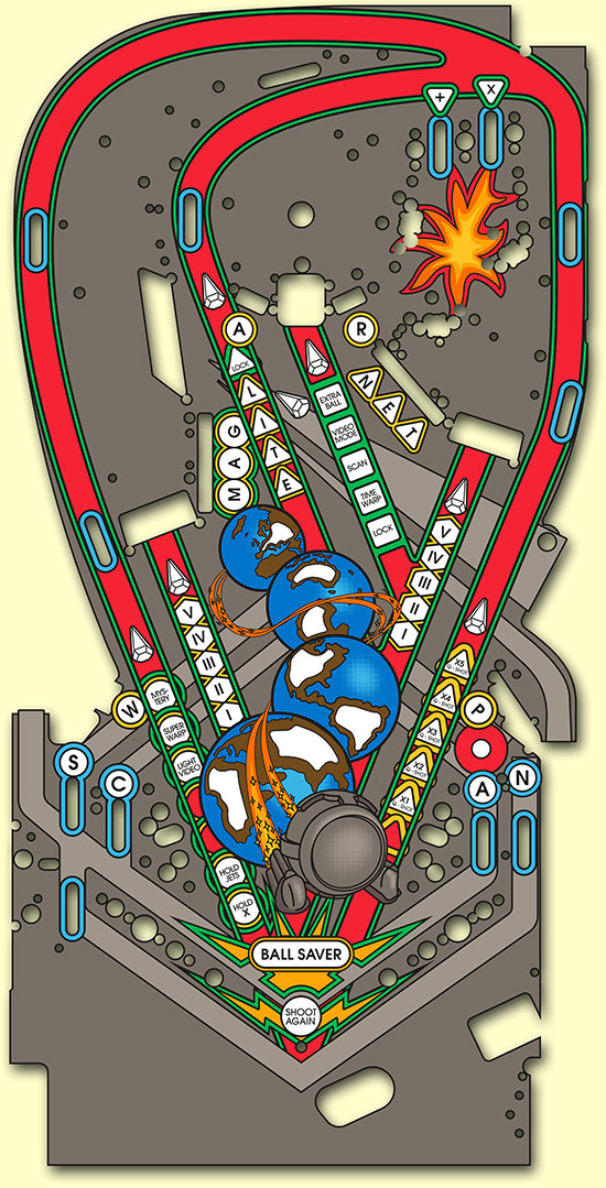 The new Timeshock! playfield art