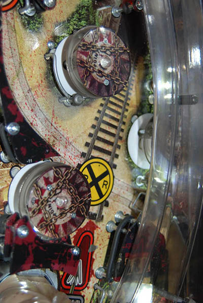 Car tracks and train tracks, pop bumpers in chains