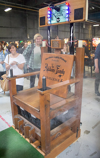 The Addams Family Challenge Chair on its base