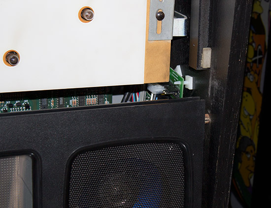 The DMD Extender and Raspberry Pi behind the speaker panel