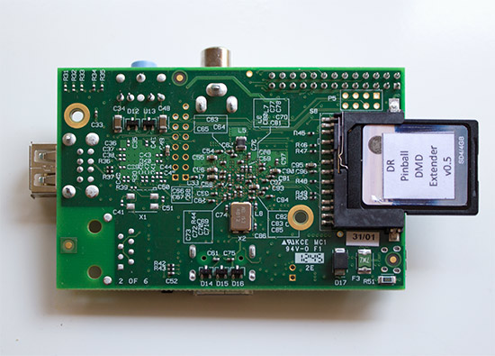 The SD card installed in the Raspberry Pi