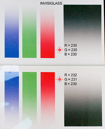 Invisiglass colour test - glass covers the bottom half
