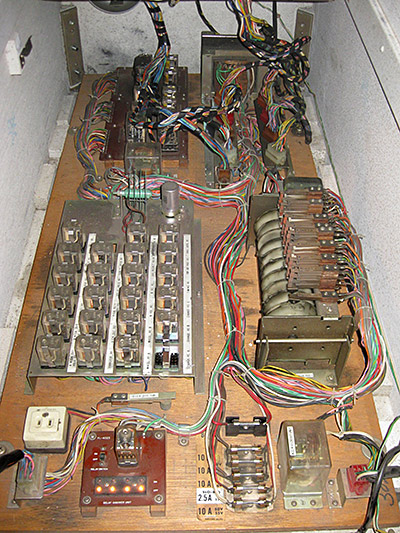 The relays inside the cabinet