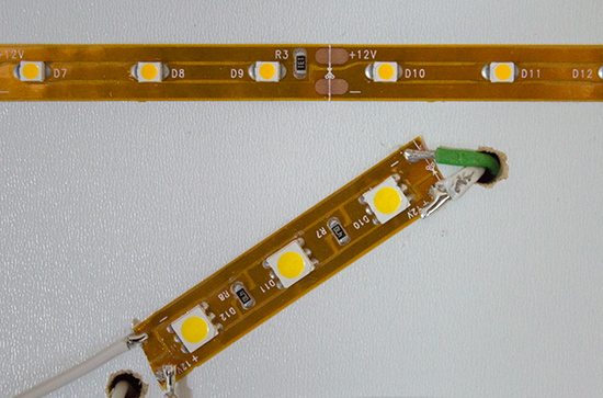 The LED strips on the lighting board