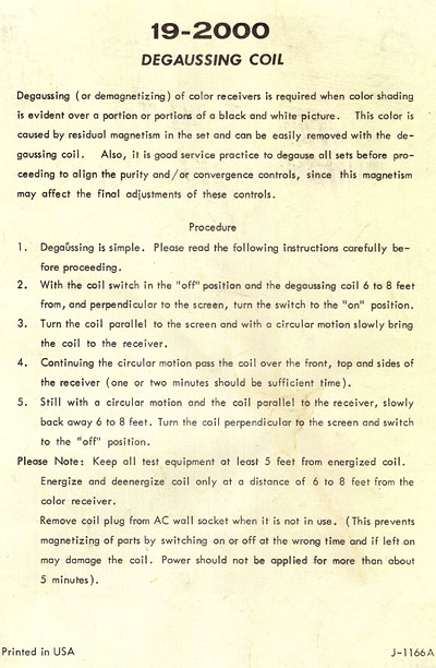 Instructions for a degaussing coil