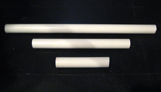 The three cut tubes: 17”, 10” and 5”