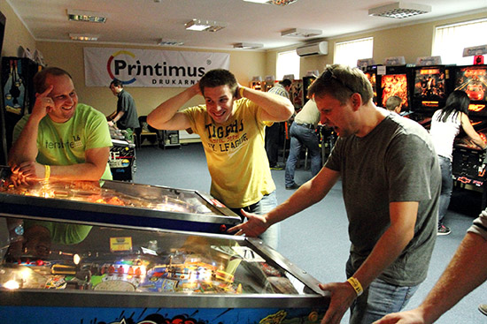 Inside the pinball room during one of the Printimus Pinball events