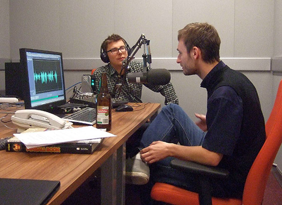 The visit to Radio Eska, with Aleksander talking