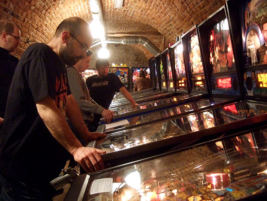 The ancient cellars which house the pinballs
