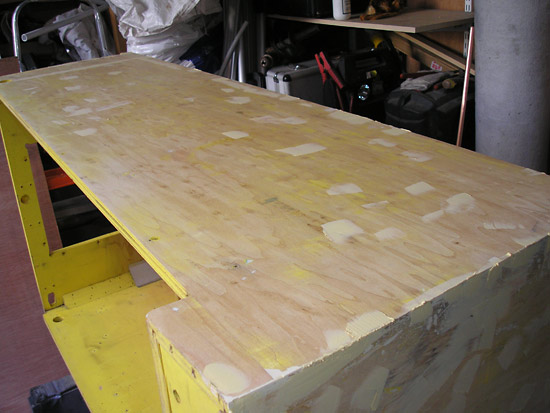 The cabinet is sanded and filled