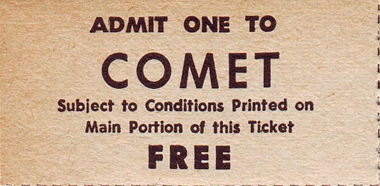 Original Riverview ticket for the Comet