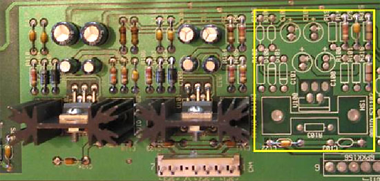 Board without the 3rd amplifier components fitted