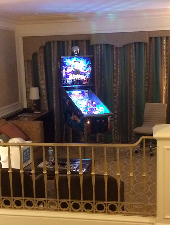 Inside the suite at the Venetian; a Houdini pinball
