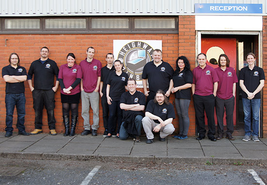 The Heighway Pinball team at the factory