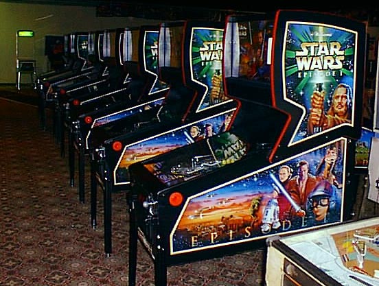 The 12 Star Wars Episode 1 machines used for the original tournament