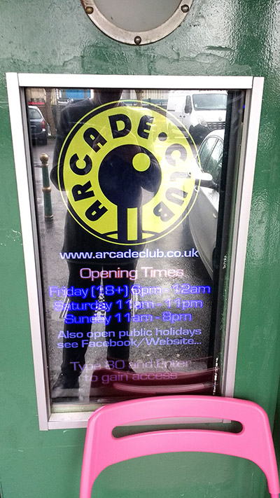 Arcade Club is discretely located upstairs