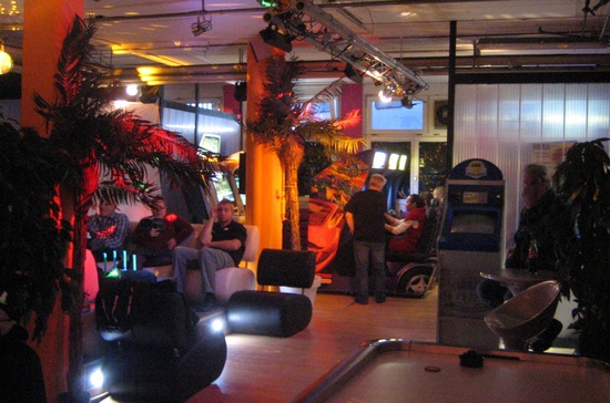 The lounge and non-pinball area, with video games, hockey, shuffle ball and more