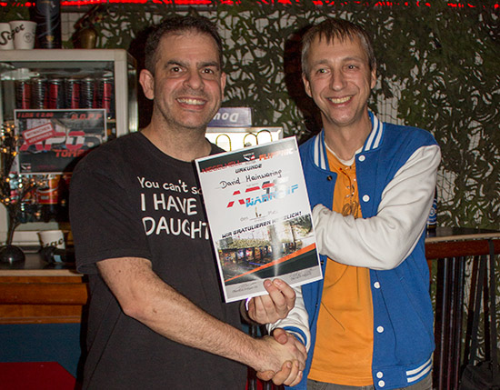Winner of the Warm-Up Tournament, David Mainwaring
