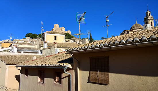 The view over the rooftops to the castle