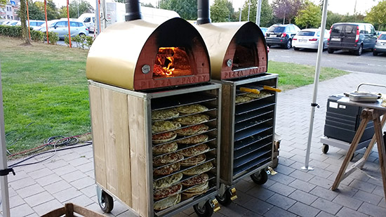 Two wood-fired pizza ovens