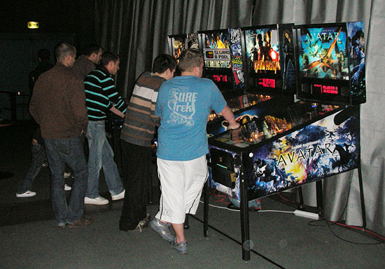 Six players that are not wishing to go home and after the dinner, why not play pinball