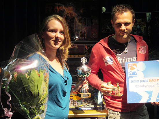 Jasmijn and Jasper with their trophies and awards