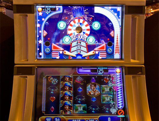 A pinball feature on a WMS video slot machine