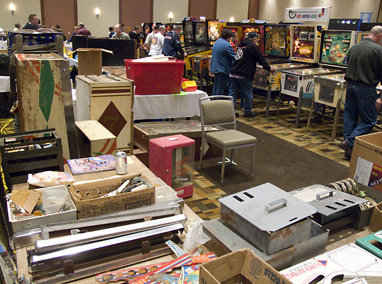Assorted parts for sale in the centre of the hall