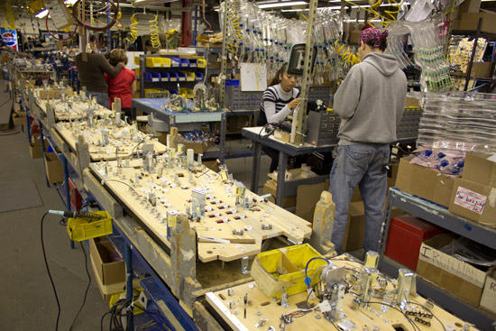 Assembly manufacturing behind the playfield line