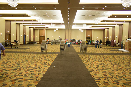 The main exhibition hall on Wednesday afternoon
