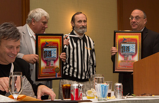 Walter presents framed certificates to Mike and Rob