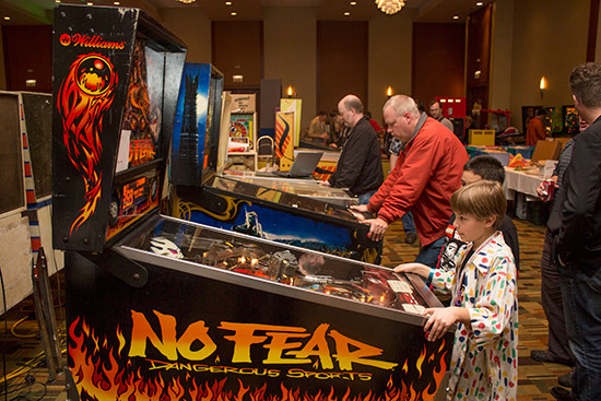 Oposite Mike's stand was a row of free play machines