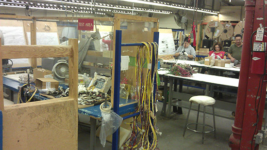 The cable loom making and testing area