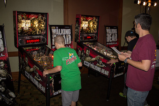Three The Walking Dead machines were set up and a high score tournament run