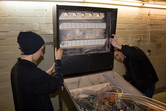 Full Throttle's backbox is fitted at the German Pinball Open