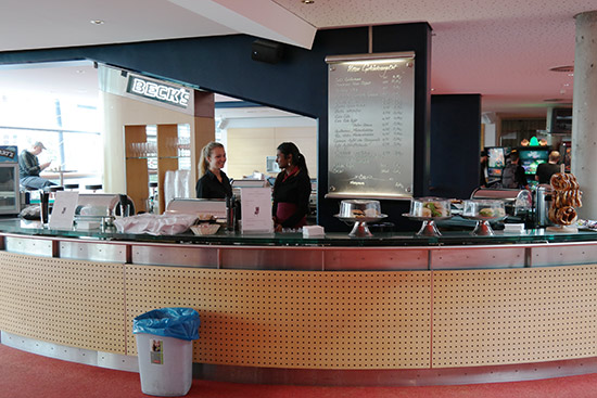 The bar and food area was located on the first floor