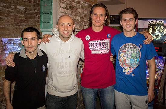 The four finalists in the Hungarian Pinball Open: