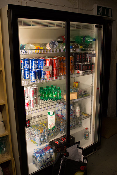 The soft drinks fridge
