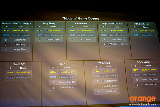 Game queueon the projector screen