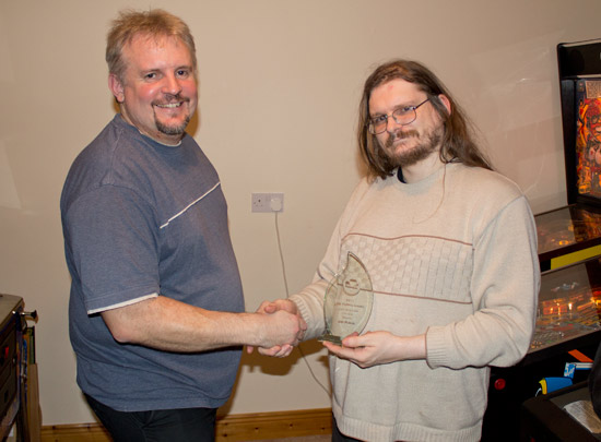 Andy presents the third place trophy to Dave