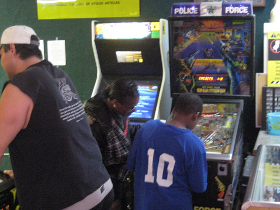 Two of Lloyd’s customers who enjoy pinball, but who did not wish to compete in the May Day tournaments